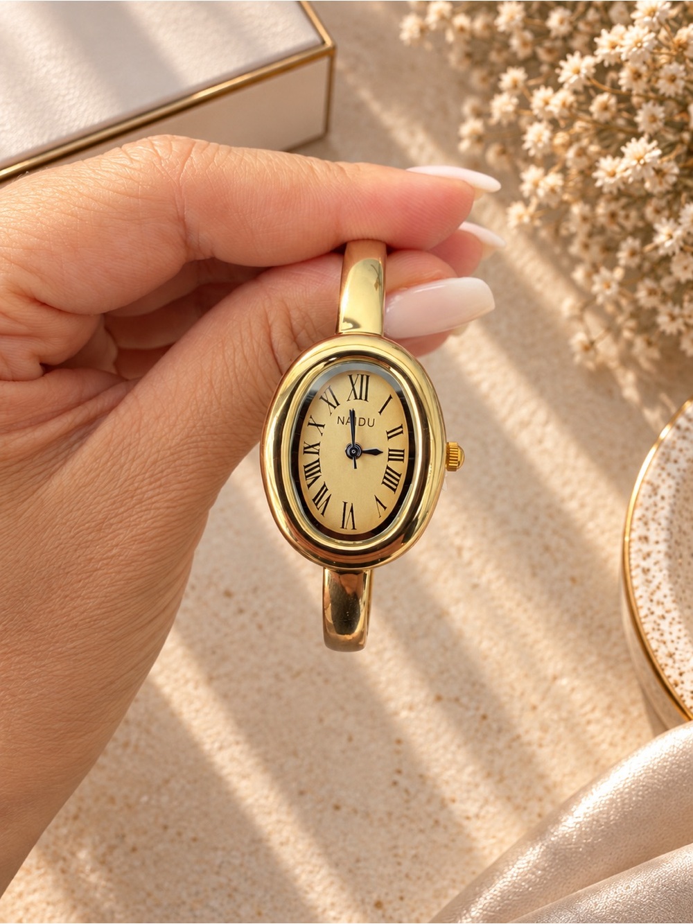 Gold Oval Bangle Watch - Picture 2 of 4